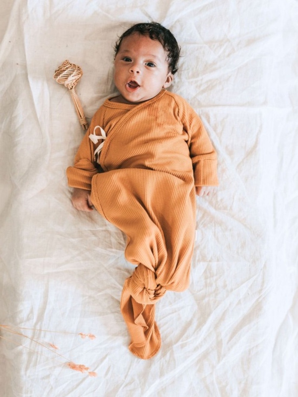 Little Yogi 100% Organic Cotton Newborn Kimono Style Waffle Knit Baby Sleeper